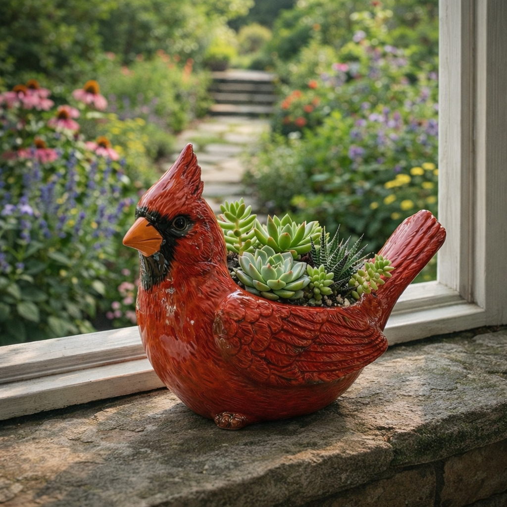 🔥Last Day 48% OFF 🐦Cardinal Bird Succulent Planter