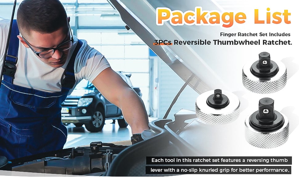 Hicello 3PC 3 Size Iron Shell Ratchet Wrench Reversible Thumbwheel Ratchet Wrench