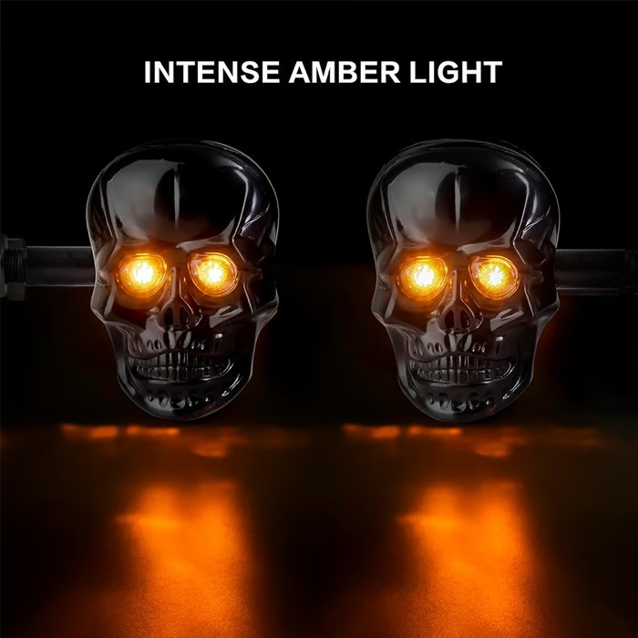 Skull Head LED Amber Turn Signal Indicator Light