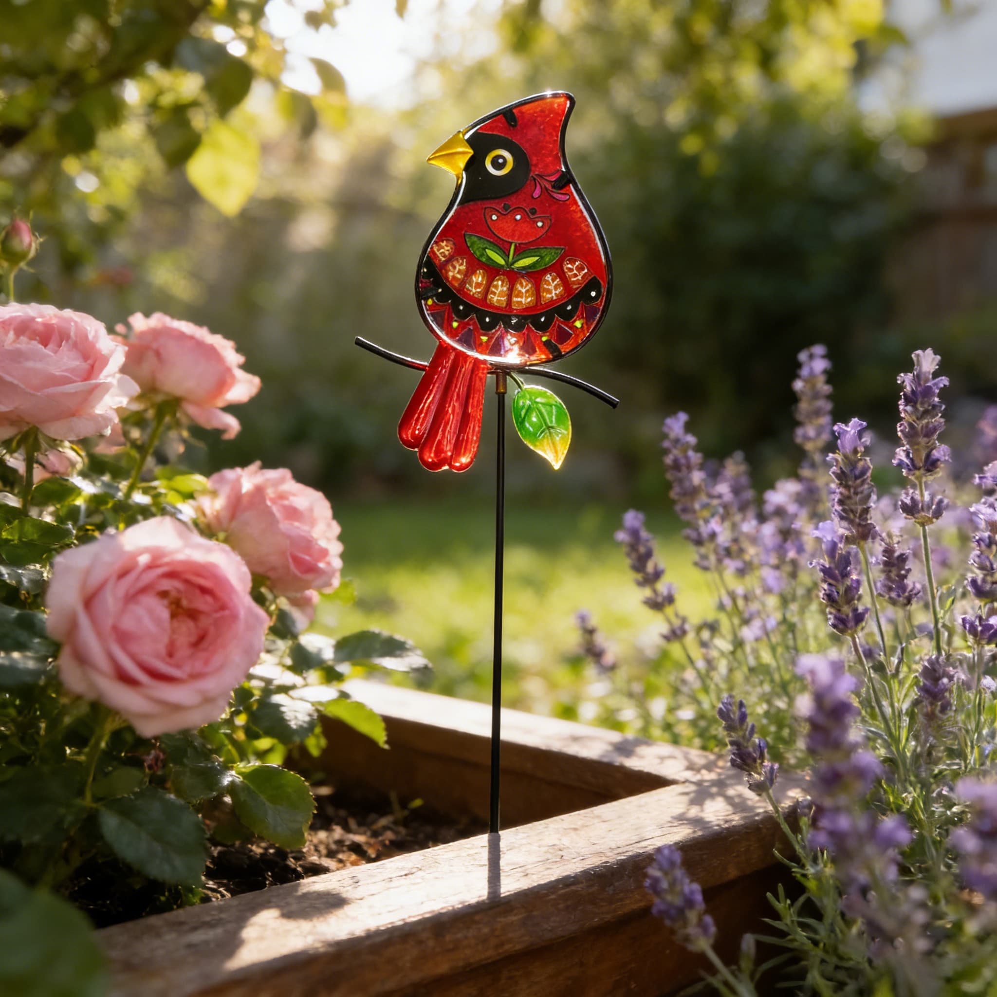 Sea Glass Bird Garden Stake