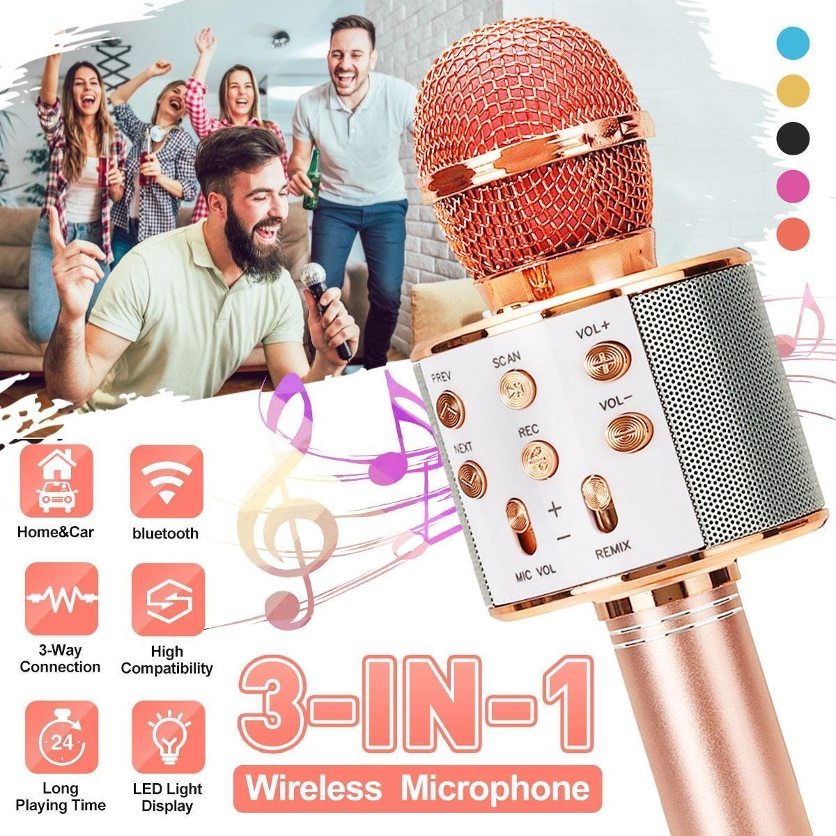 Wireless Bluetooth 3-In-1 Karaoke Microphone