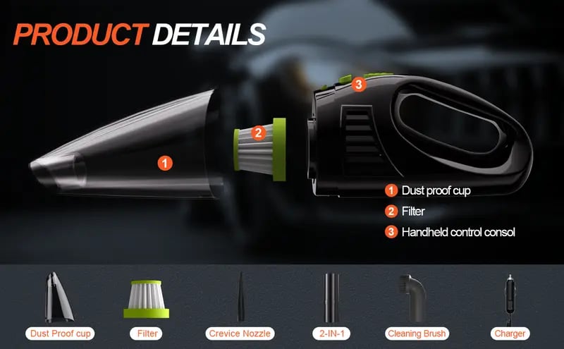Product Introduction of Car Cleaning Handheld Vacuum,Car Vacuum Cleaner-High Power Suction Power Up to 11000Pa, Easy to Use,Hand Vacuums for Car/Home/Pet,aspiradora para auto car essentials 7 Product Introduction of Car Cleaning Handheld Vacuum,Car Vacuum Cleaner-High Power Suction Power Up to 11000Pa, Easy to Use,Hand Vacuums for Car/Home/Pet,aspiradora para auto car essentials 7