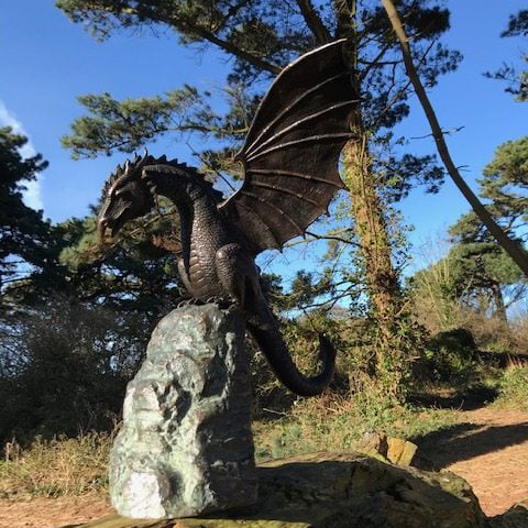 🦖Precision Casting Fire-breathing Dragon Sculpture Waterscape