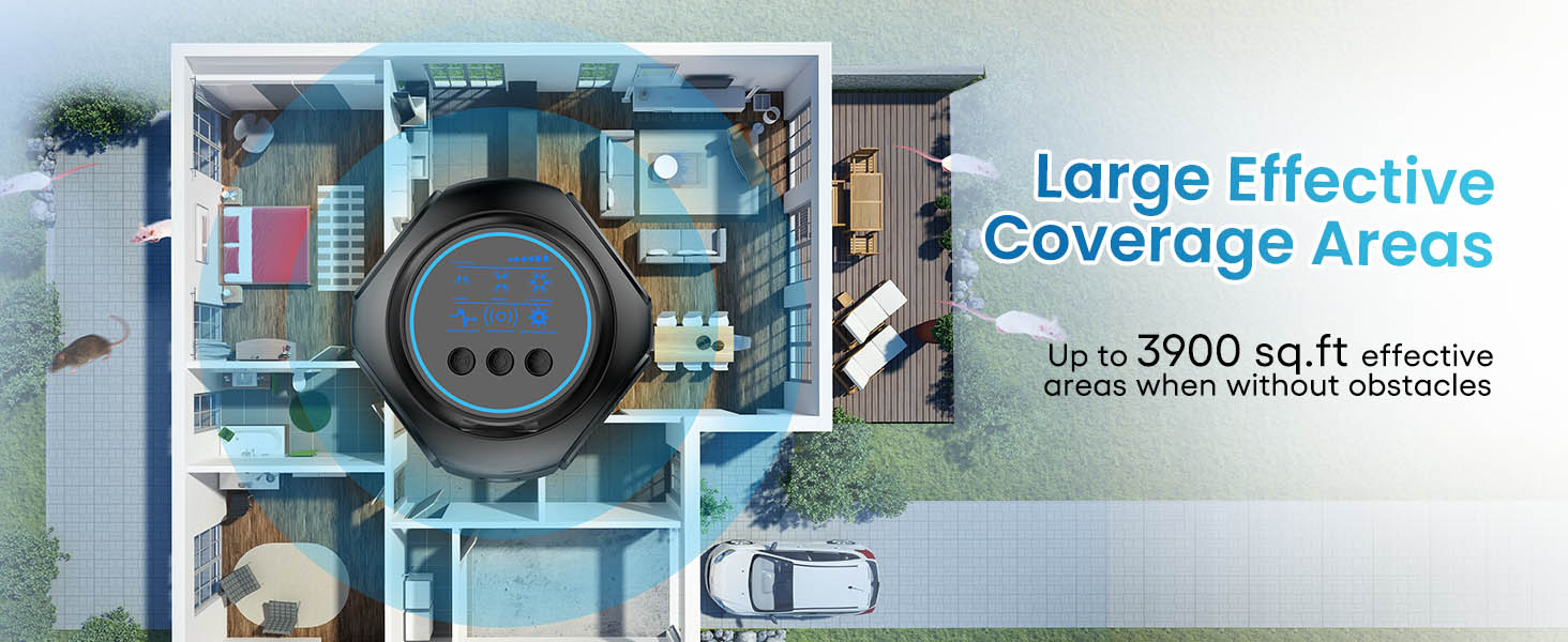360° Protection,Up to 3900 sq.ft large effective coverage areas when without obstacles
