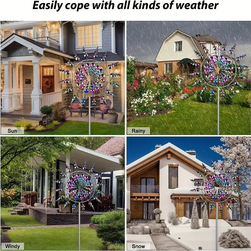 1pc magical metal windmill unique and beautiful wind spinner wind dynamics sculpture outdoor waterproof 3d wind sculpture yard garden lawn christmas birthday party decoration wind trap color details 3