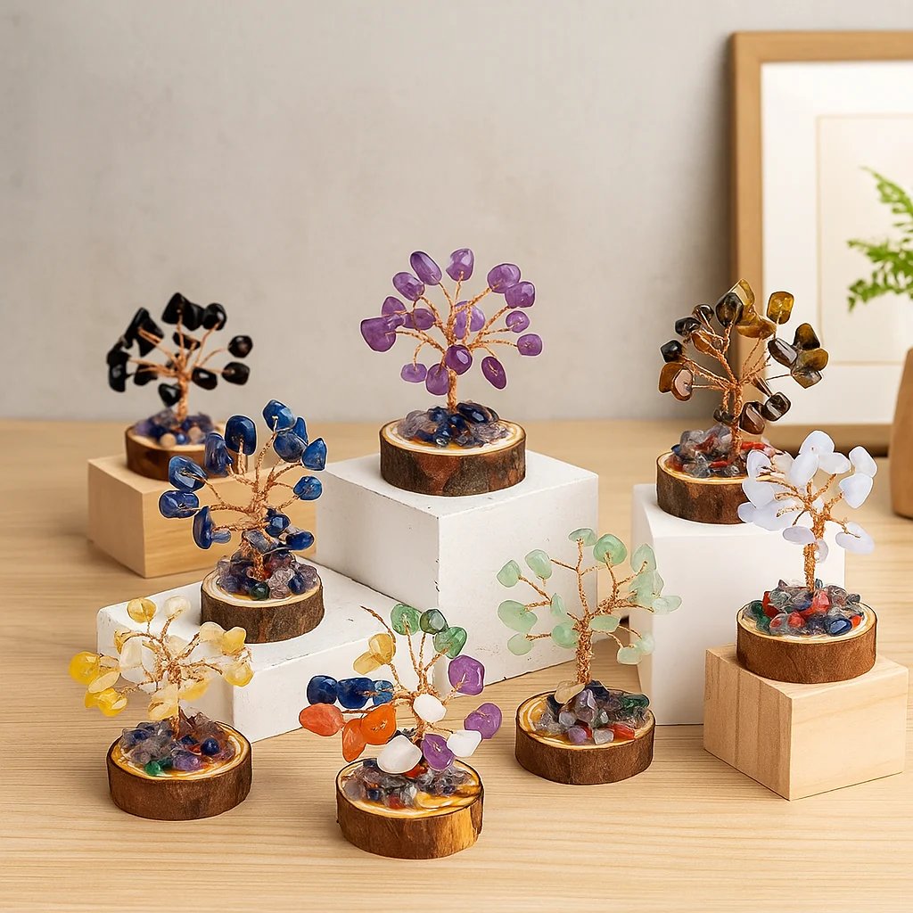🍀12 Mini Crystal Tree Set｜Feng Shui Gemstones for Energy Healing