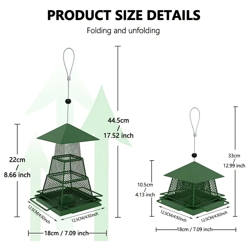 Hanging Bird Feeders Extendable Durable Large Capacity Iron Rain-proof