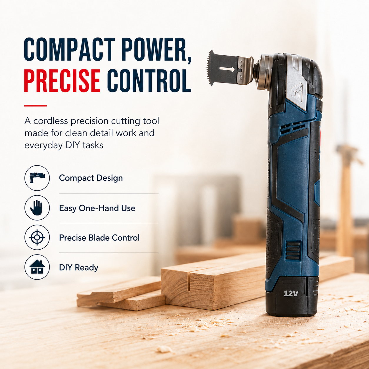 Compact 12V cordless precision cutting tool for detailed DIY work