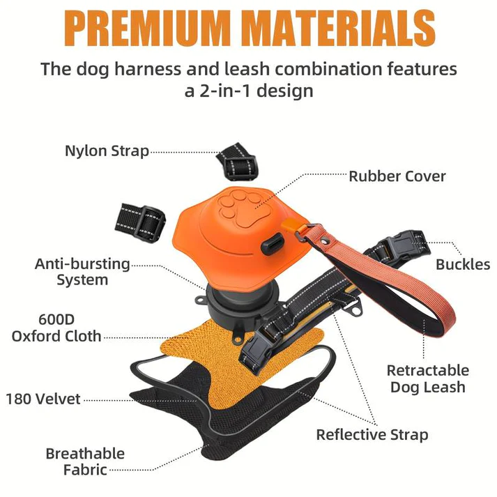 🔥HOT SALE - Dog Harness and Retractable Leash Set All-in-One