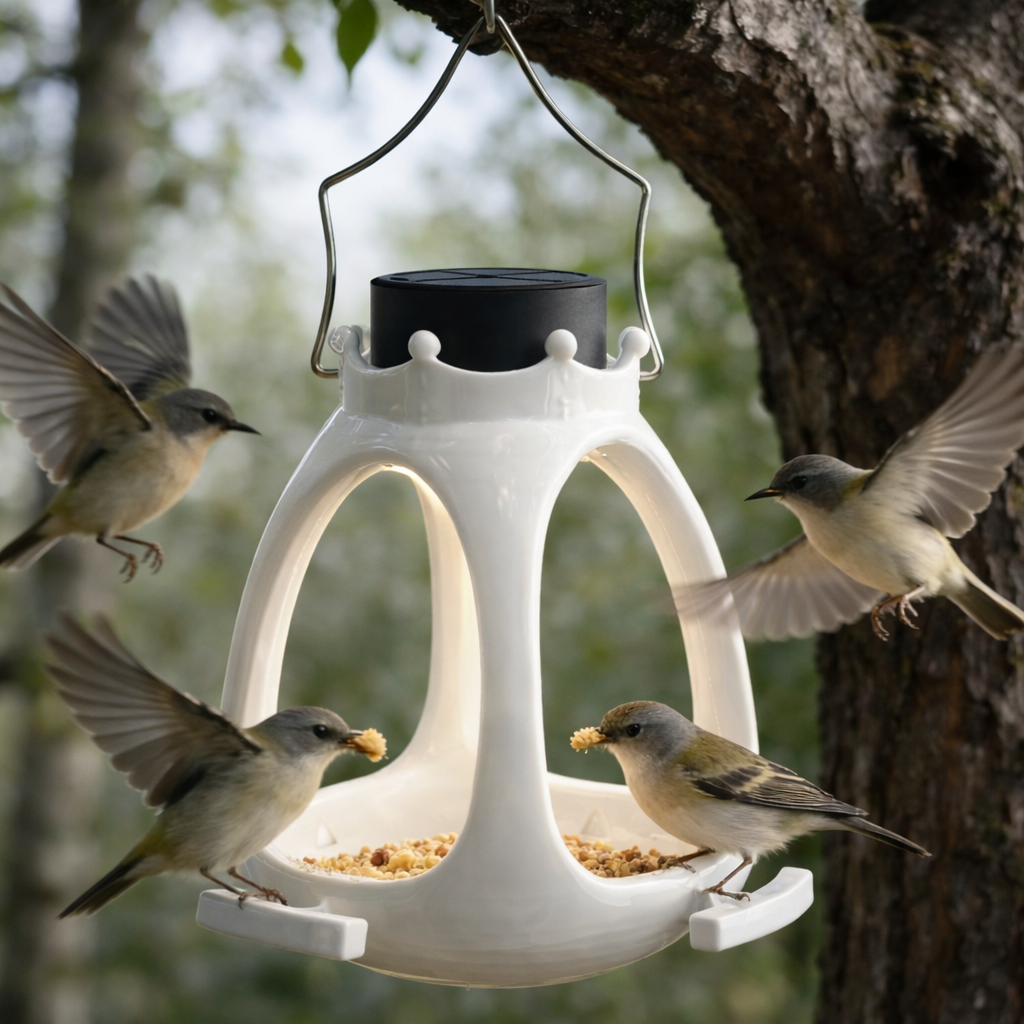 🕊️ Solar Ceramic-Style Bird Feeder