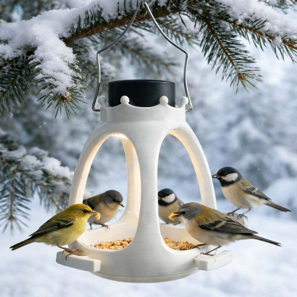 🕊️ Solar Ceramic-Style Bird Feeder