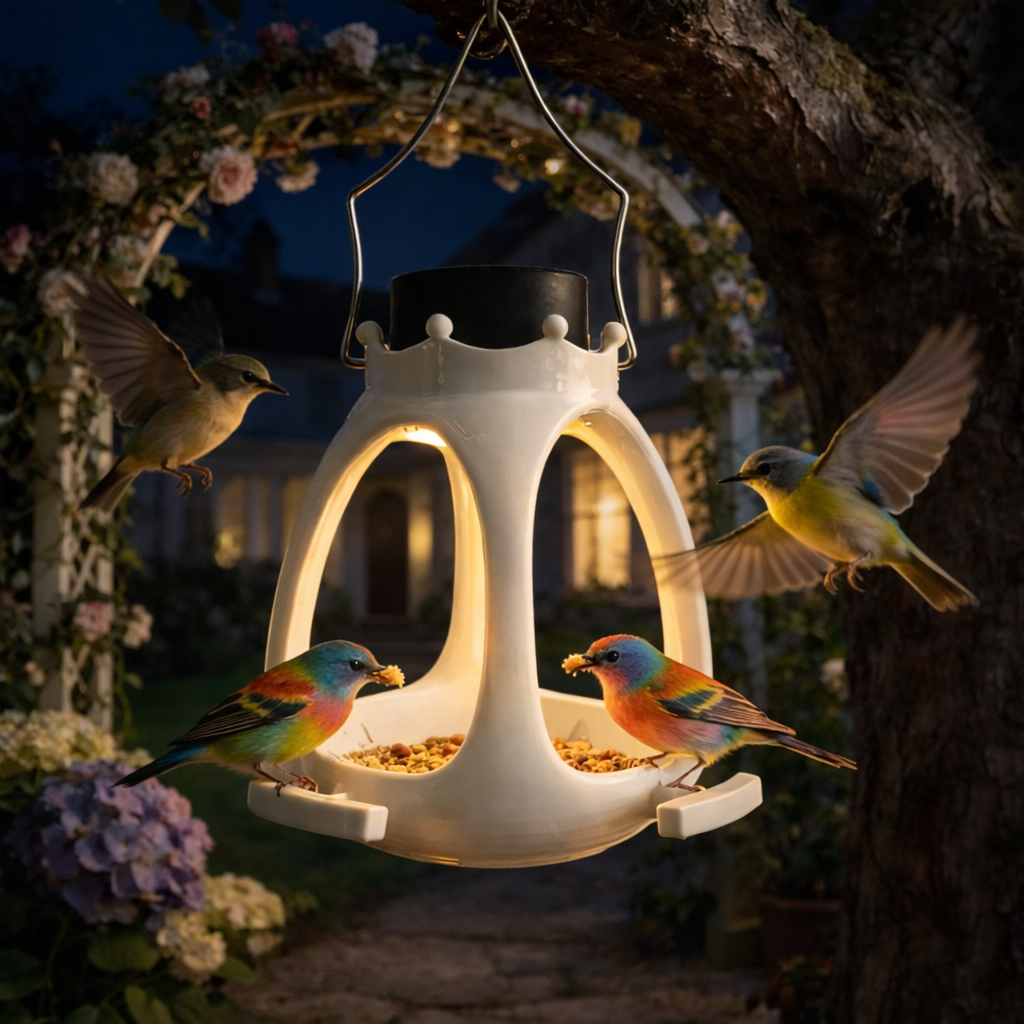 🕊️ Solar Ceramic-Style Bird Feeder