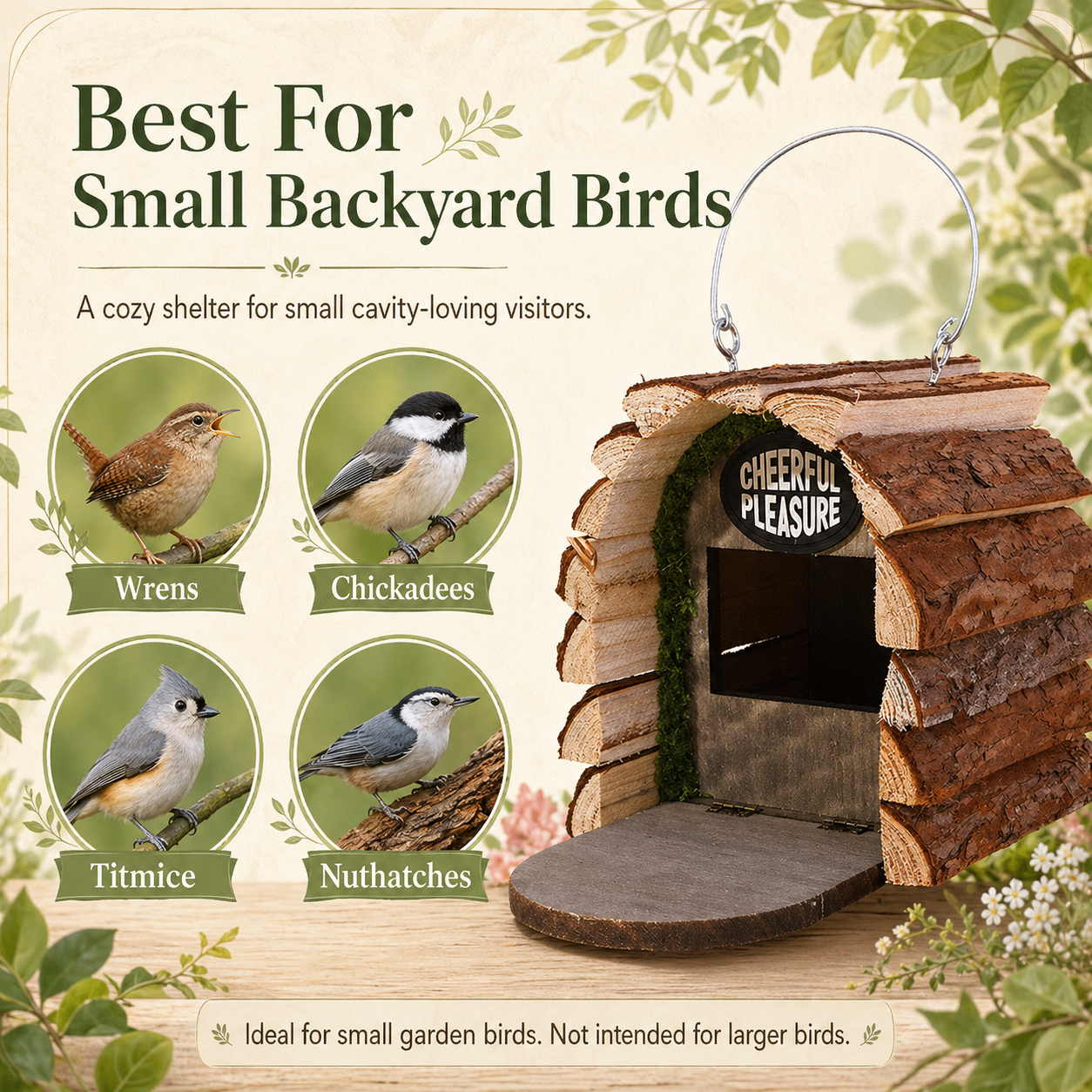 Rustic Cedar Birdhouse for Small Backyard Birds