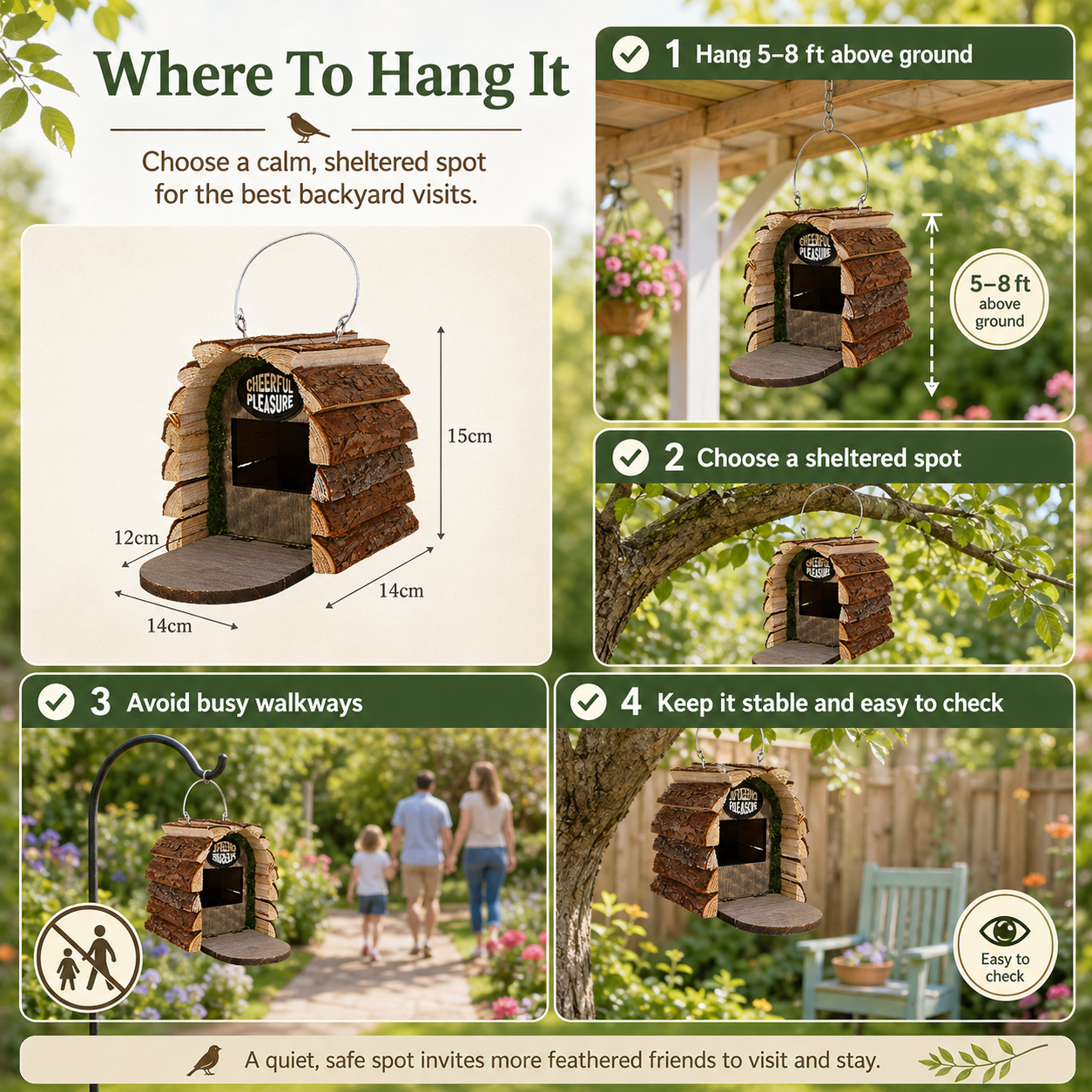 Rustic Cedar Birdhouse for Small Backyard Birds