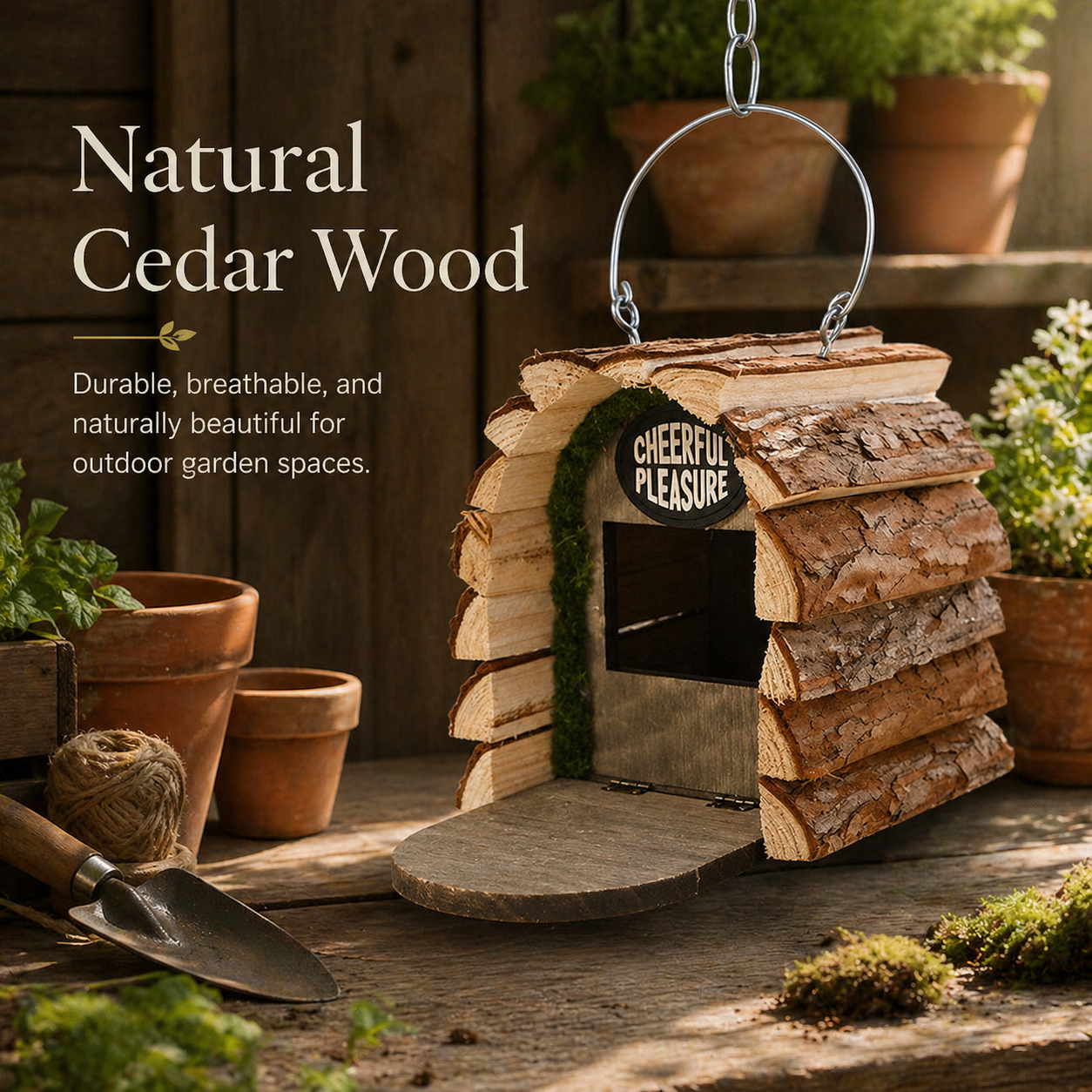 Rustic Cedar Birdhouse for Small Backyard Birds