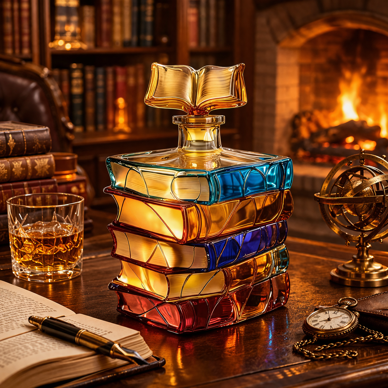 Antique Book-Style Whiskey Decanter