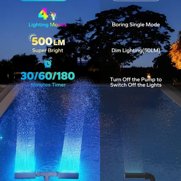 Solar Pool Fountain with Lights Dual Arc