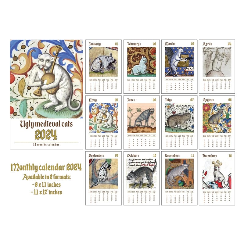 Weird Medieval Cats Calendar 2024