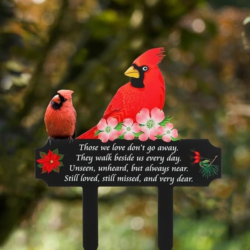 🐦Metal Cardinal Cemetery Memorial Stake