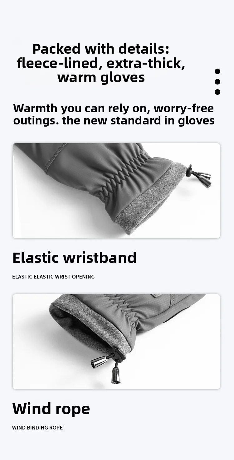 Warm Fleece Lined Thick Winter Motorcycle Gloves Waterproof Non Slip Touch Screen Compatible Men's Cycling Driving Gloves display picture 9