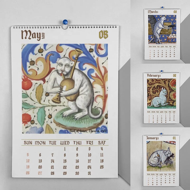 Weird Medieval Cats Calendar 2024