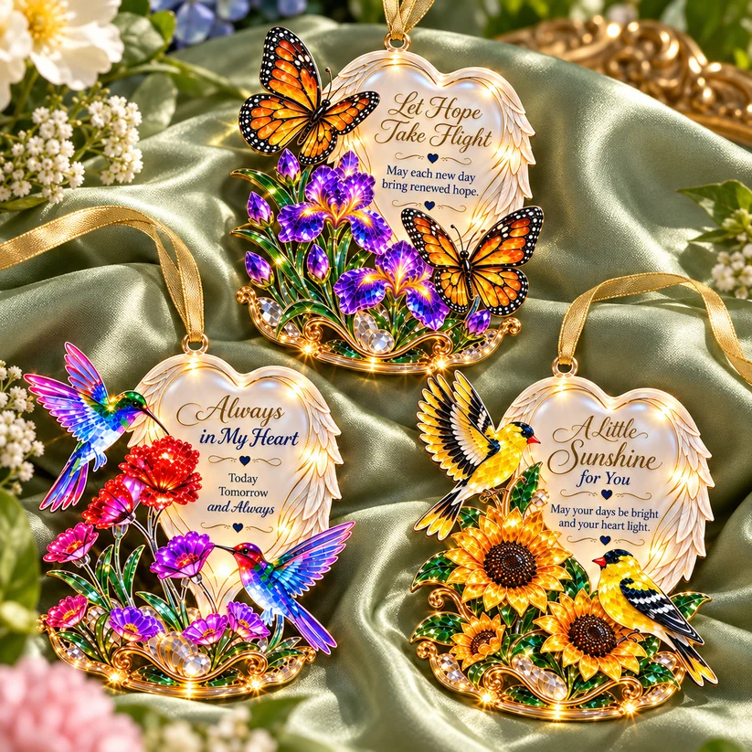 🪽 2026 Angel Wings Heart Christmas Ornaments – Set of 6 Inspirational Holiday Keepsakes