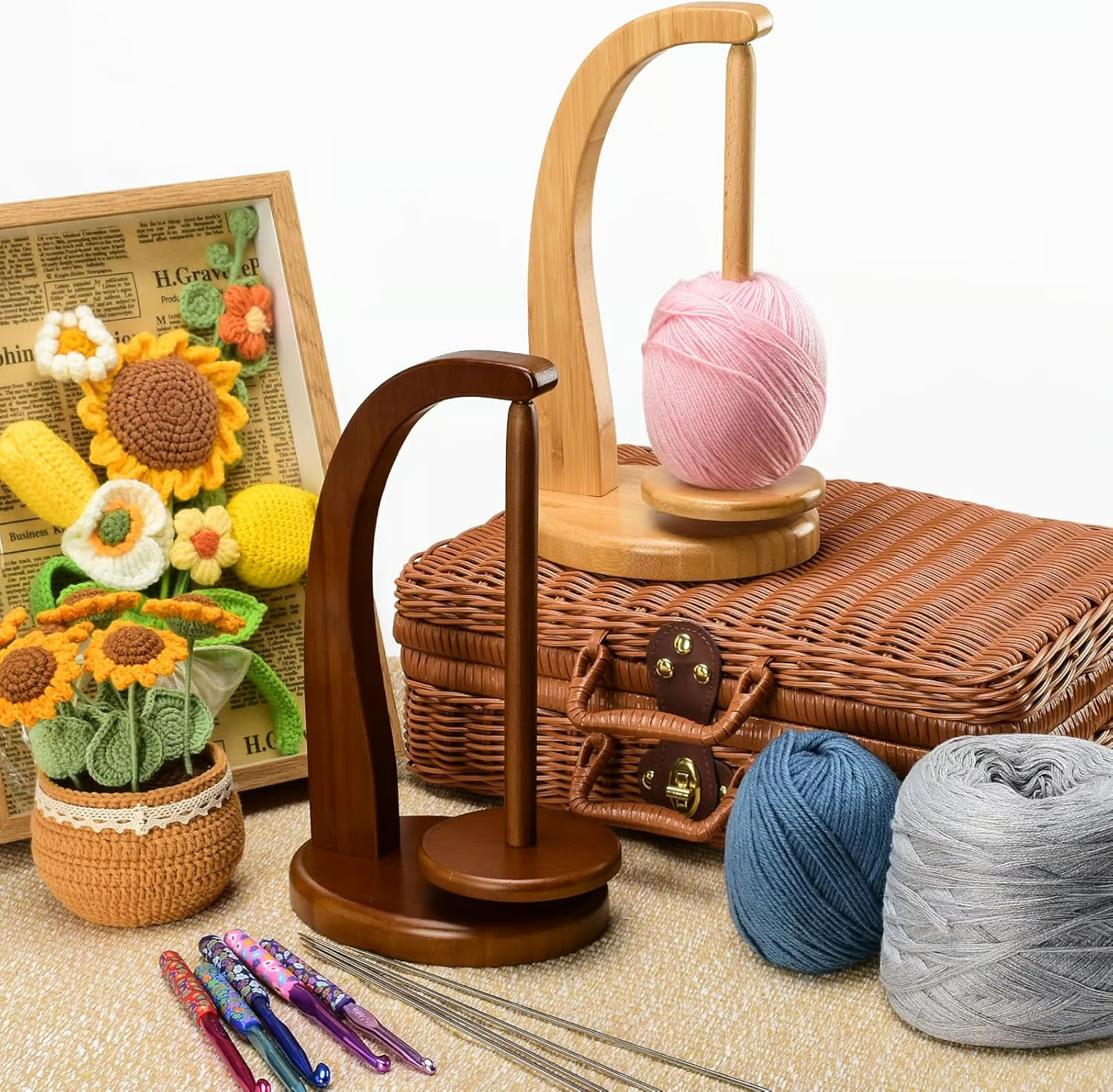 Wooden Yarn Spool Rack