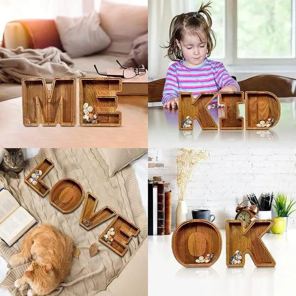 🔥49% OFF - Wooden Kids Letter Piggy Bank- Best Gift For Kids🎁