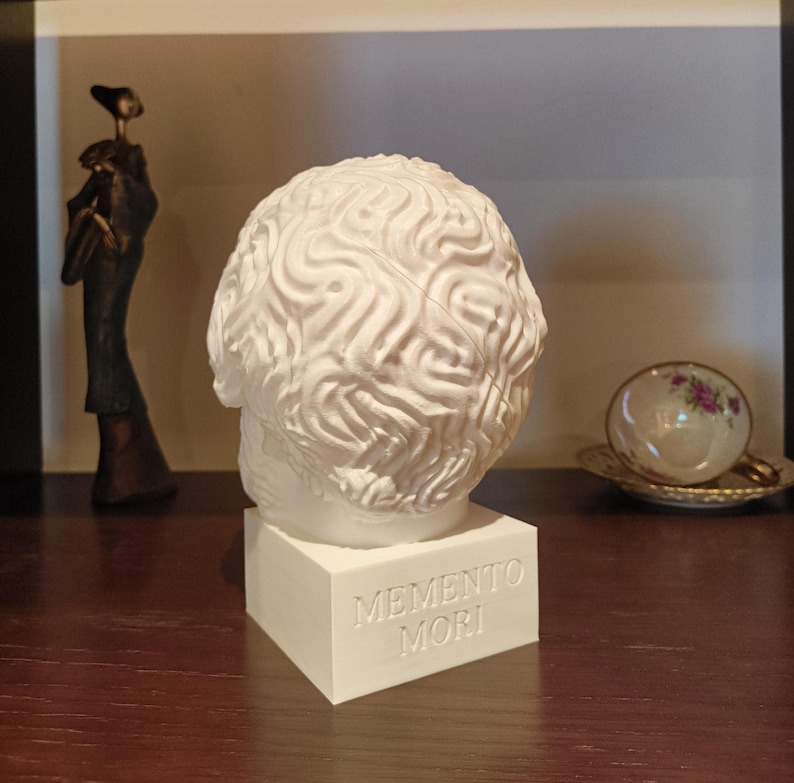 Marcus Aurelius: Memento Mori, Roman Stoic Emperor Bust | Removable Skull | Office Decor Gift | Reminder of life impermanence | 25cm (10in)