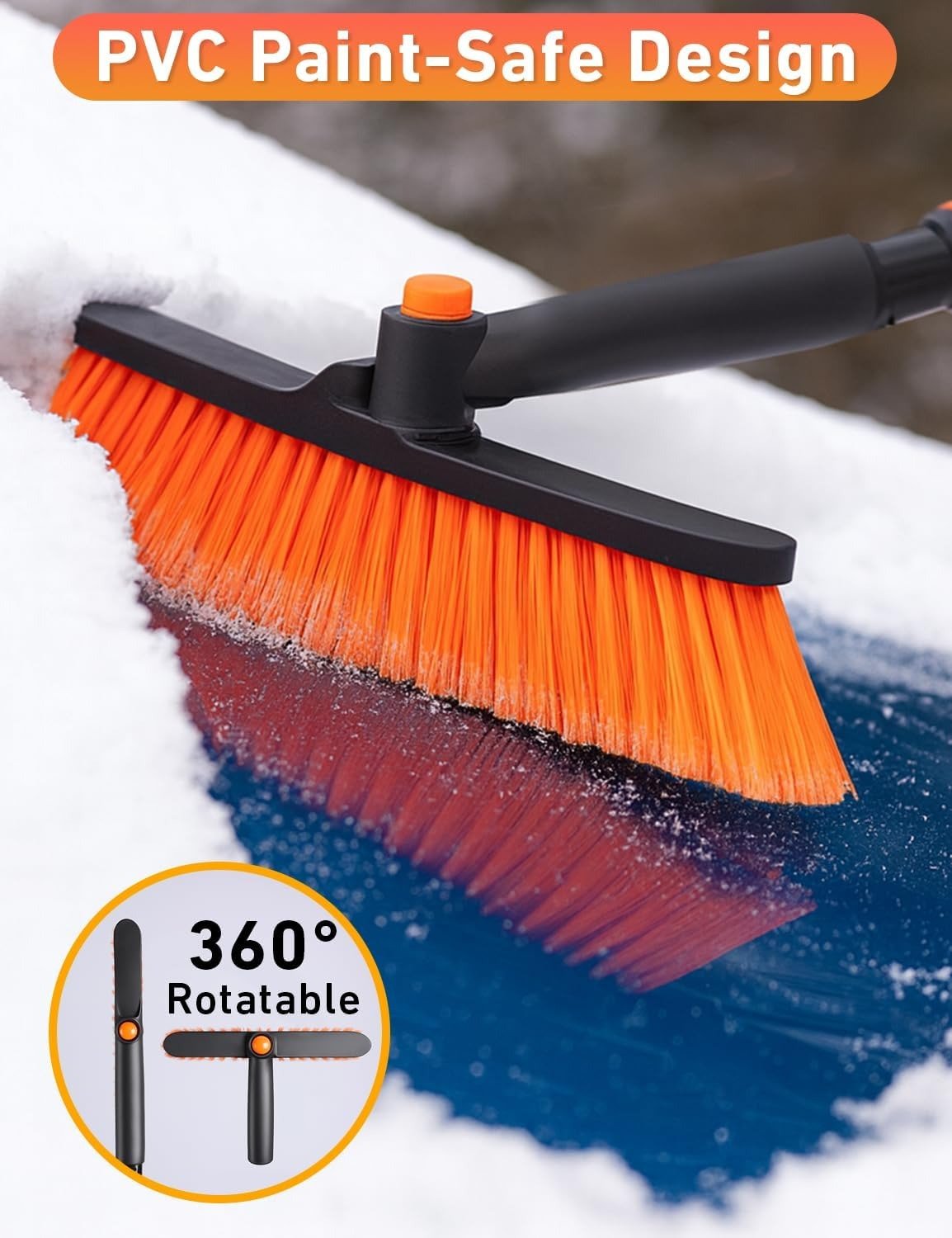 ❄️🚙 Extendable Snow Brush & Ice Scraper with 360° Pivoting Head