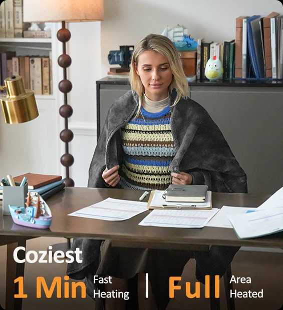 Welnax™ 12V Battery Heated Plush Throw Blanket