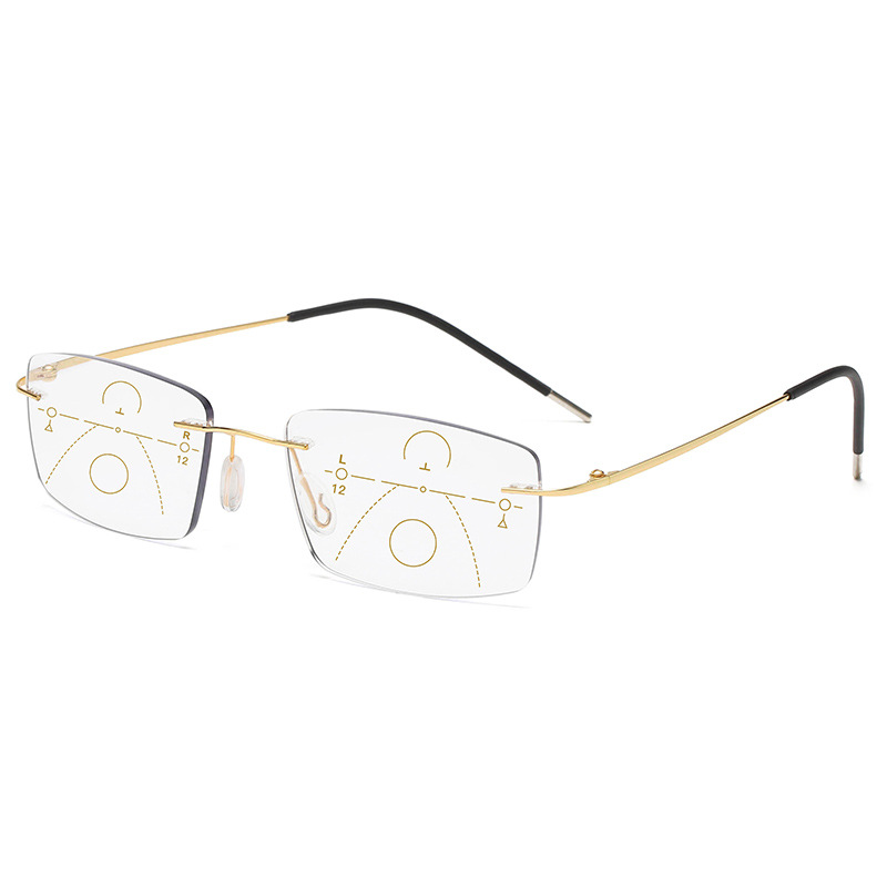 Progressive Multifocal Photochromic Rectangle Titanium Reading Glasses
