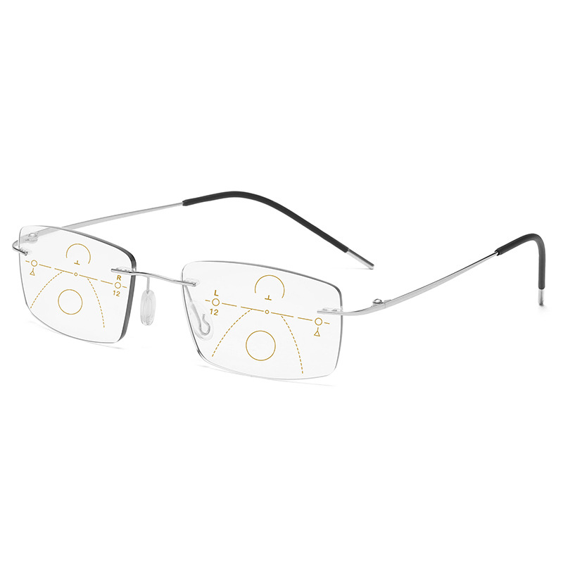 Progressive Multifocal Photochromic Rectangle Titanium Reading Glasses