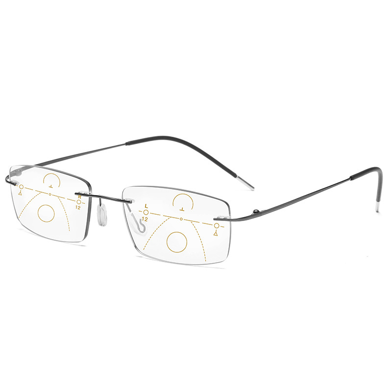 Progressive Multifocal Photochromic Rectangle Titanium Reading Glasses