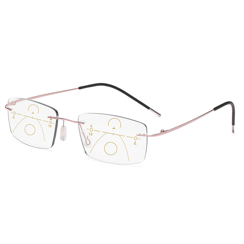 Progressive Multifocal Photochromic Rectangle Titanium Reading Glasses
