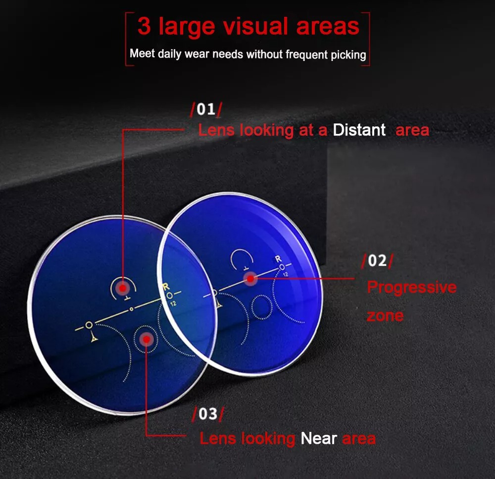 Progressive Multifocal Photochromic Rectangle Titanium Reading Glasses