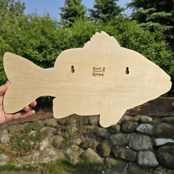 🎣 American Game Fish Sign with Hook Cutouts to Track Your Catch