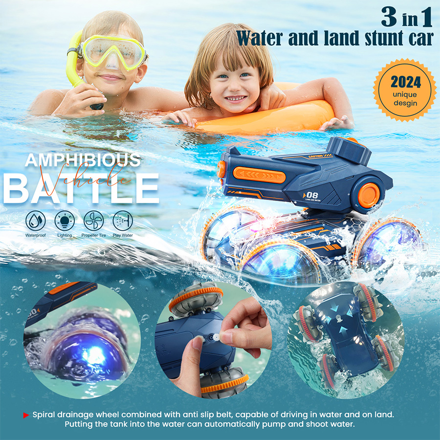 3-in-1 Amphibious Remote Control Car Water Squirt Tank