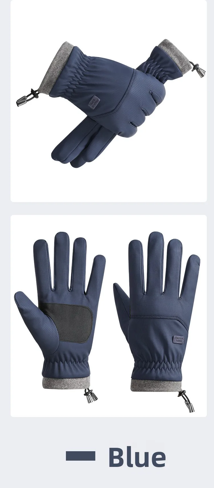 Warm Fleece Lined Thick Winter Motorcycle Gloves Waterproof Non Slip Touch Screen Compatible Men's Cycling Driving Gloves display picture 12