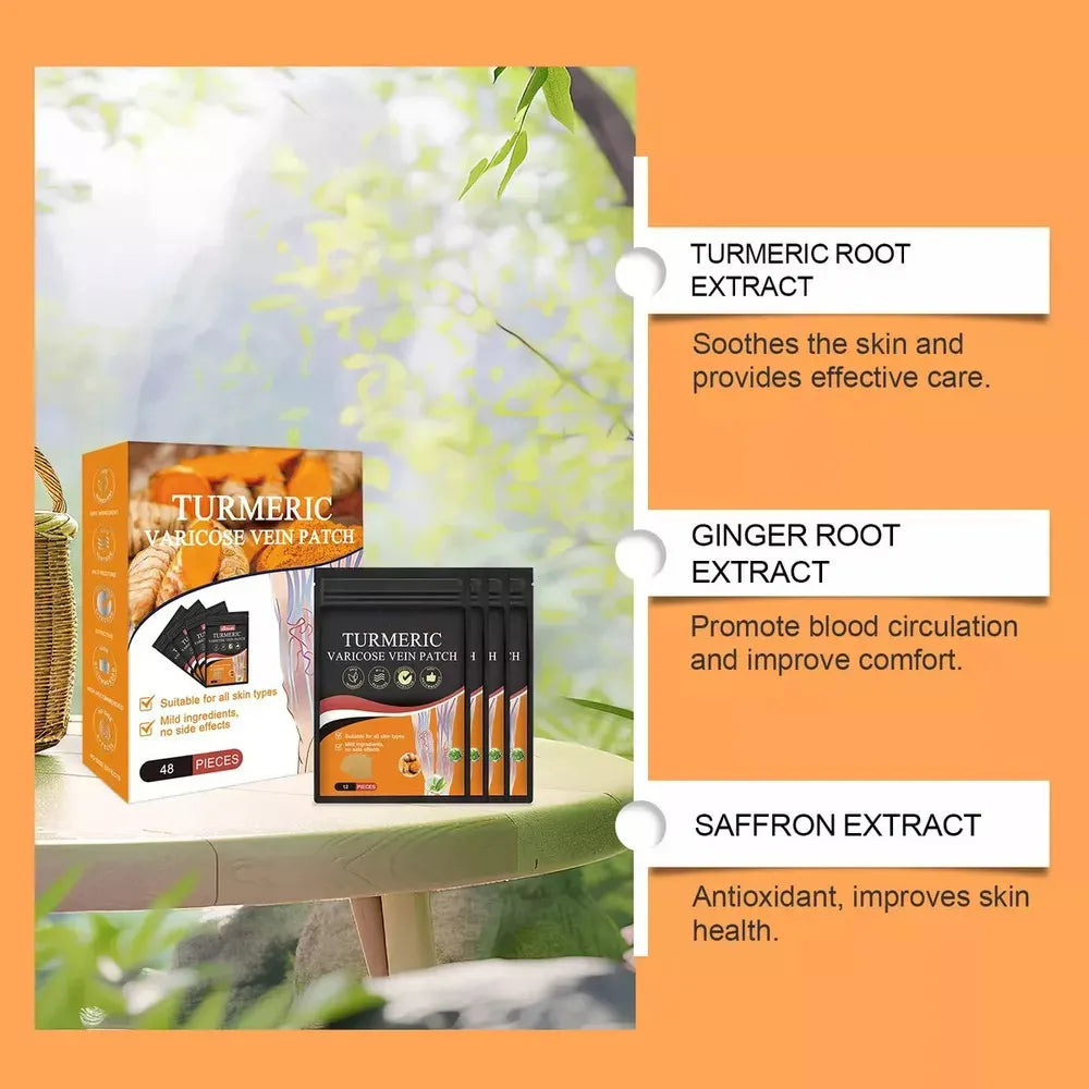 Turmeric Vein Patches for Varicose Relief (Pack of 48）