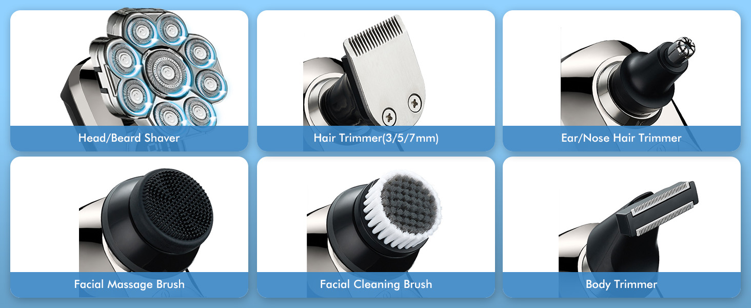 electric head shavers for men head shaver skull shaver 6-in-1 Grooming Shaving Kit for Men 
