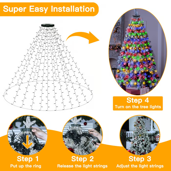 🎄Holiday Pre-Sale Save 49%🔥Waterproof Christmas Tree Waterfall Lights with Ring