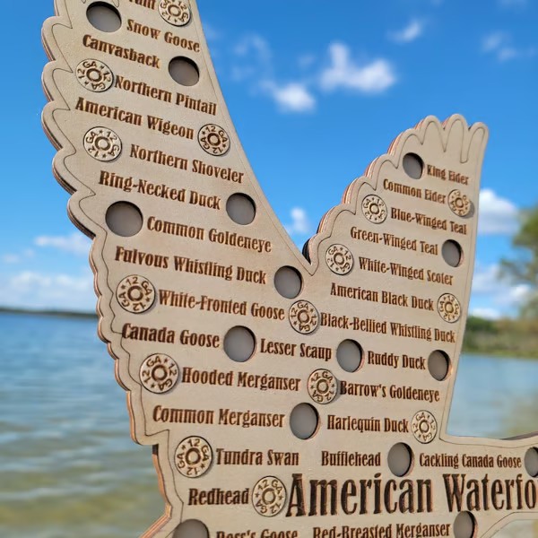 🎣 American Game Fish Sign with Hook Cutouts to Track Your Catch