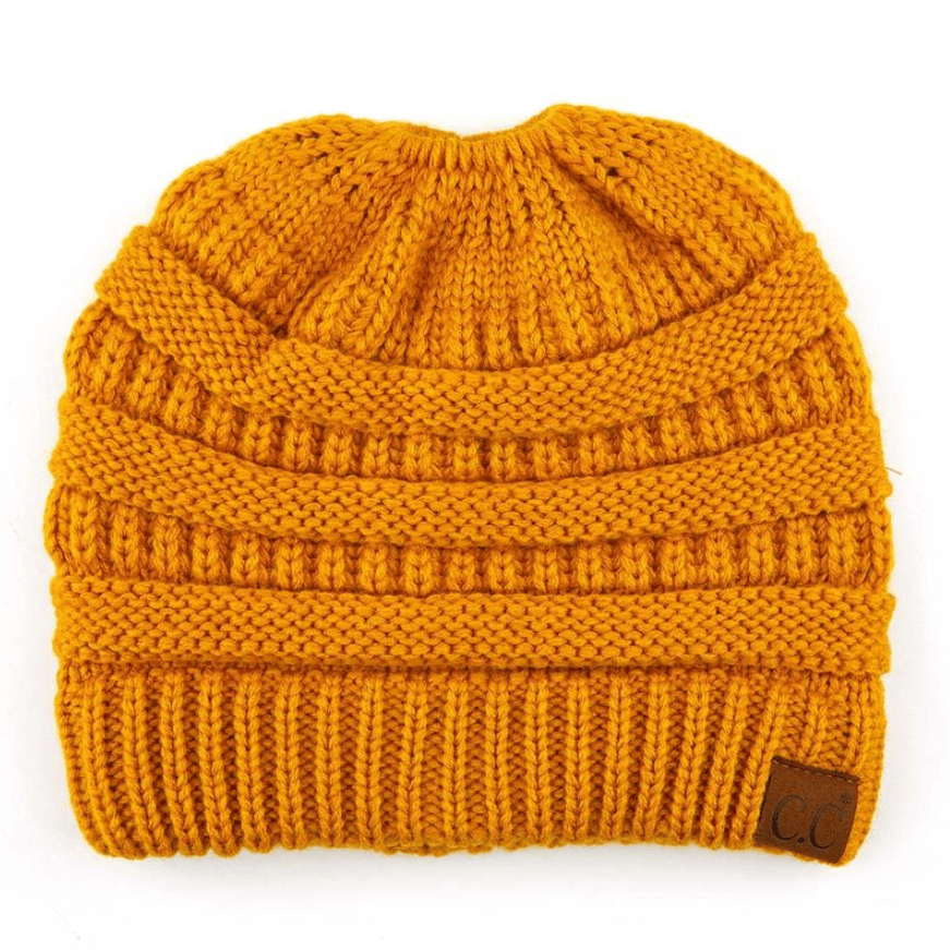 🎅Women's Ponytail Beanie – Chic & Cozy Cable Knit Hat for Fall and Winter, with Adjustable High Ponytail Opening