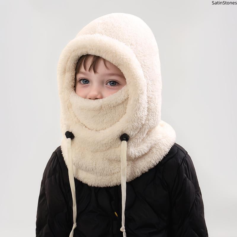 Winter Balaclava & Neck Warmer Hat - Windproof Thermal Kids Full Face Mask with Detachable Hood