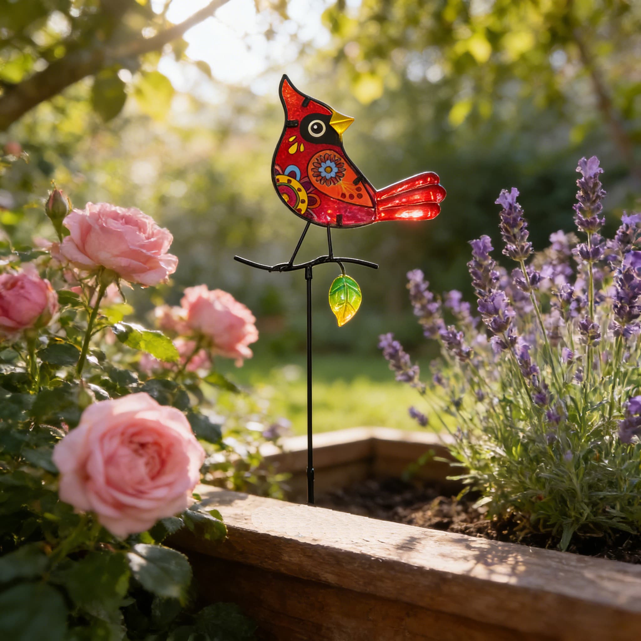 Sea Glass Bird Garden Stake