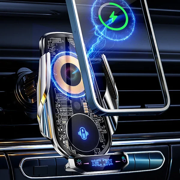 🔥Wireless Charging Car Mute Mobile Phone Navigation Transparent Industrial Style Bracket