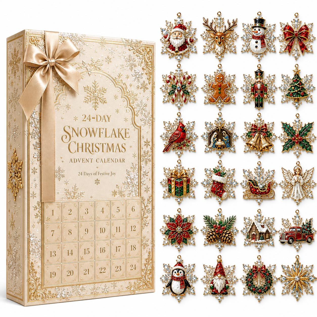 24-Day Snowflake Christmas Countdown Advent Calendar