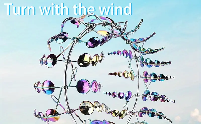 1pc magical metal windmill unique and beautiful wind spinner wind dynamics sculpture outdoor waterproof 3d wind sculpture yard garden lawn christmas birthday party decoration wind trap color details 1