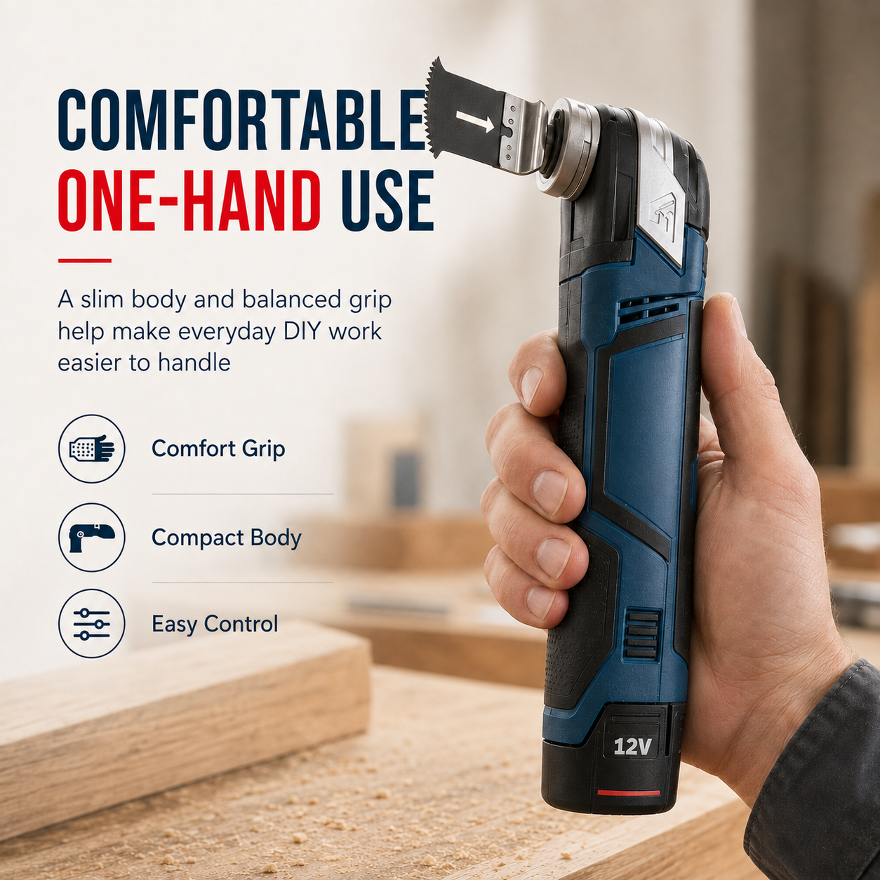 Compact cordless cutter held comfortably in one hand